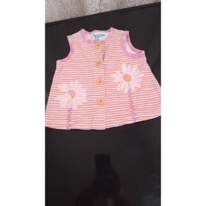 Yazoo brand Baby Girl Sleeveless Top Sz 12 mo